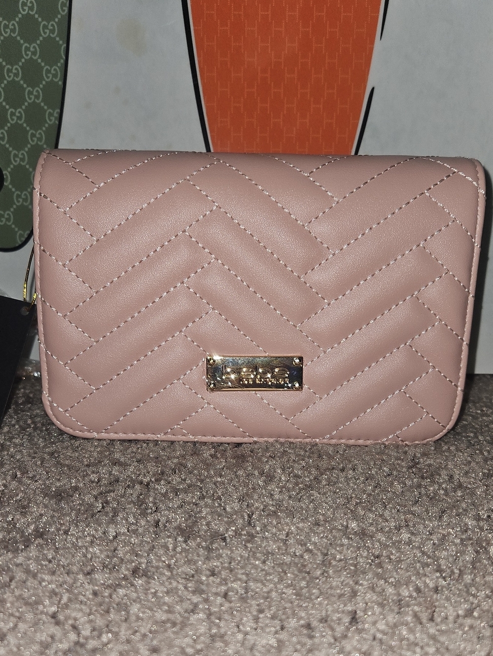 bebe Quilted Pink Chain Crossbody Bag - Picture 2 of 11